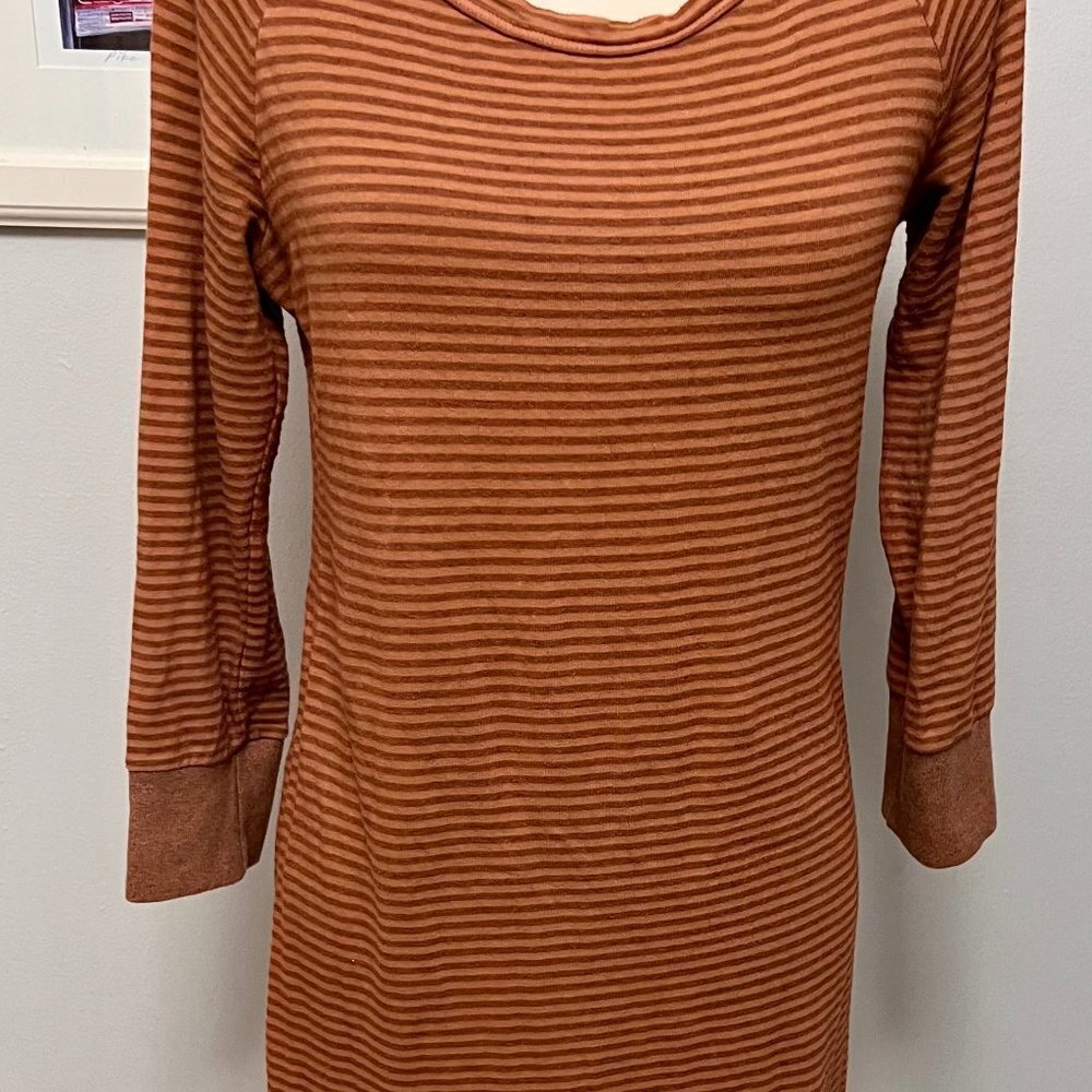 SUNDRY Size 3 (lg) 3/4 Sleeve, Stripped Sheath Dress with Contrast Cuff/Hem